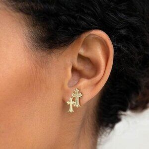 Cross Stud Earrings Double Layer Christian Jewelry Faith Gift Women Men